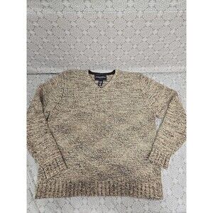 Bowen & Wright Menswear Lambswool Blend V Neck Sweater Brown Beige XL Yak Alpaca